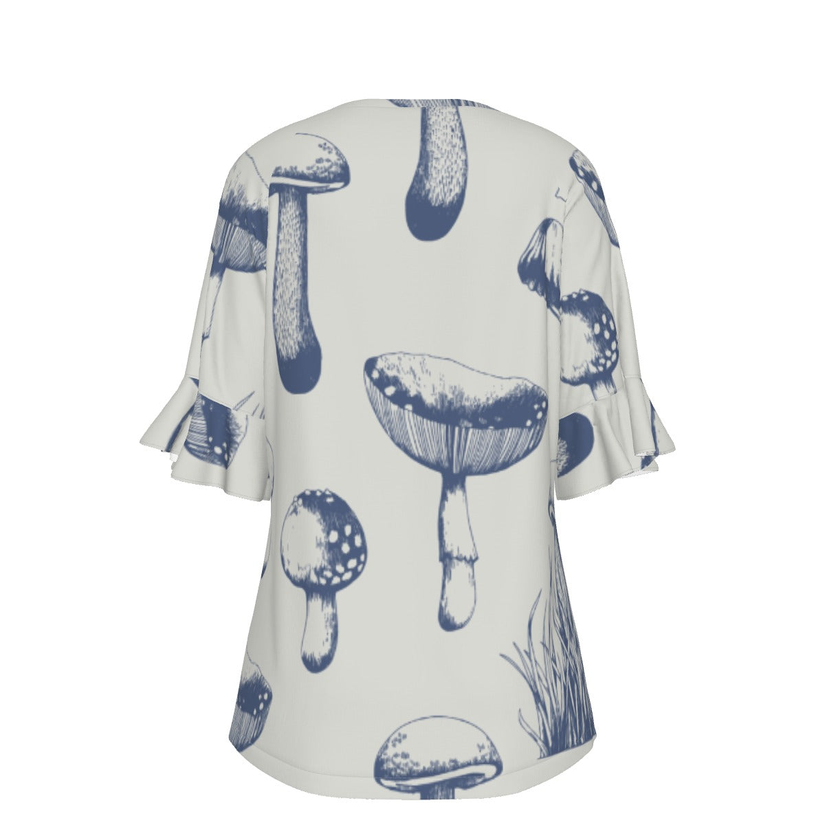 All-Over Print V-neck Women's T-shirt With Bell Sleeve