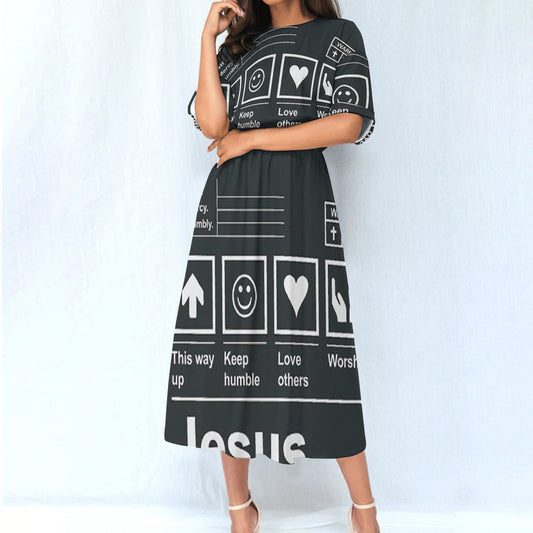 All-Over Print Women's Elastic Waist Dress