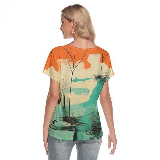 All-Over Print Women's Loose V-neck Short Sleeve T-shirt