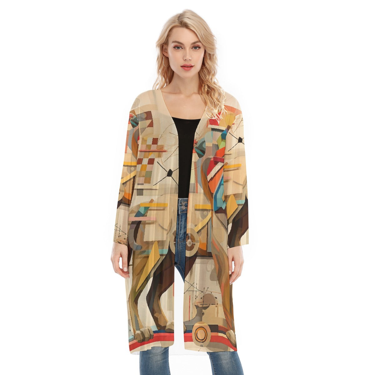 All- Over Print Women's Long Sleeve Mesh Cardigan