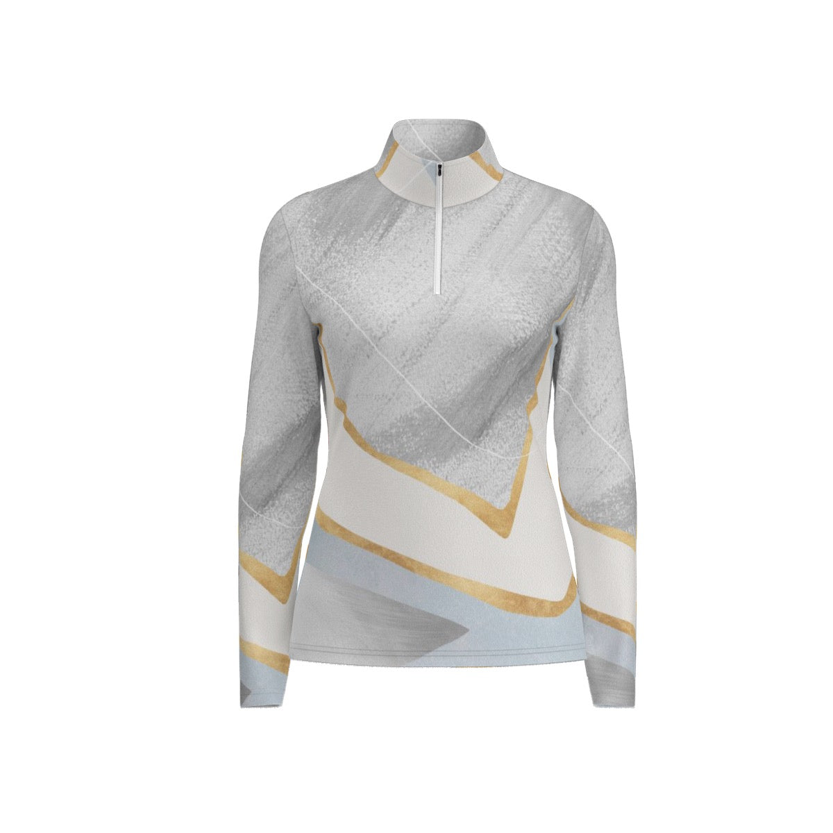 All-Over Print Women's Sports Collar Jersey With Long Sleeve