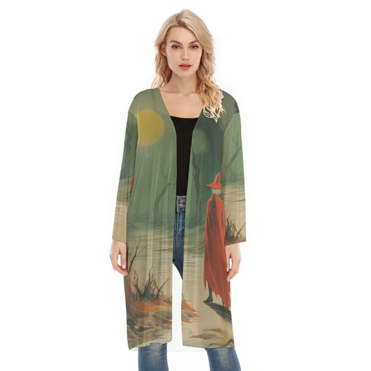 All- Over Print Women's Long Sleeve Mesh Cardigan