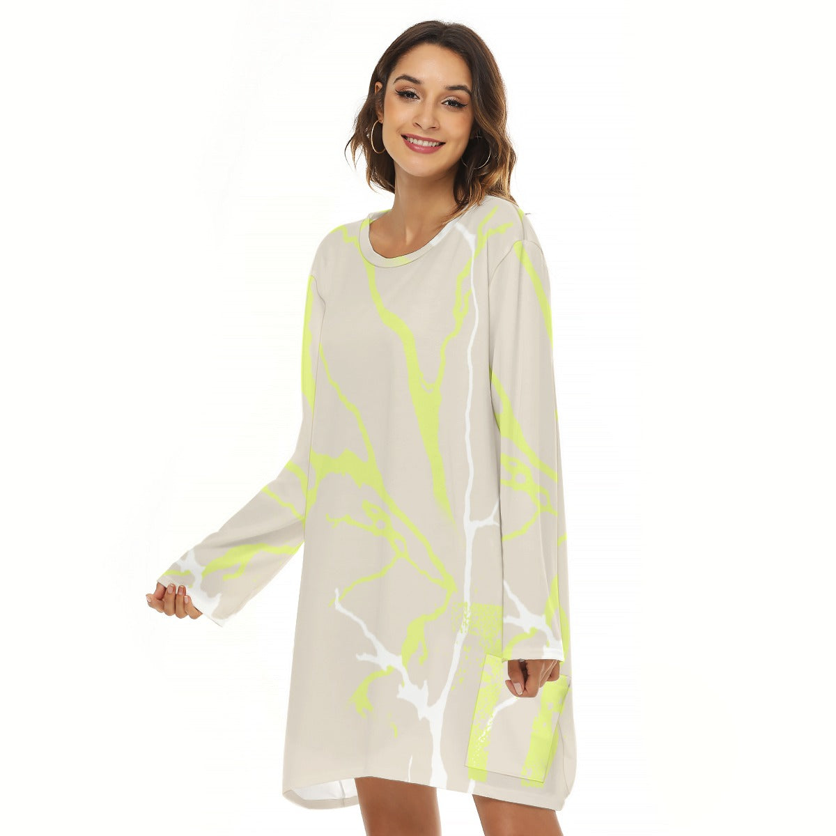 All-Over Print  Women's Loose Crew Neck Dress