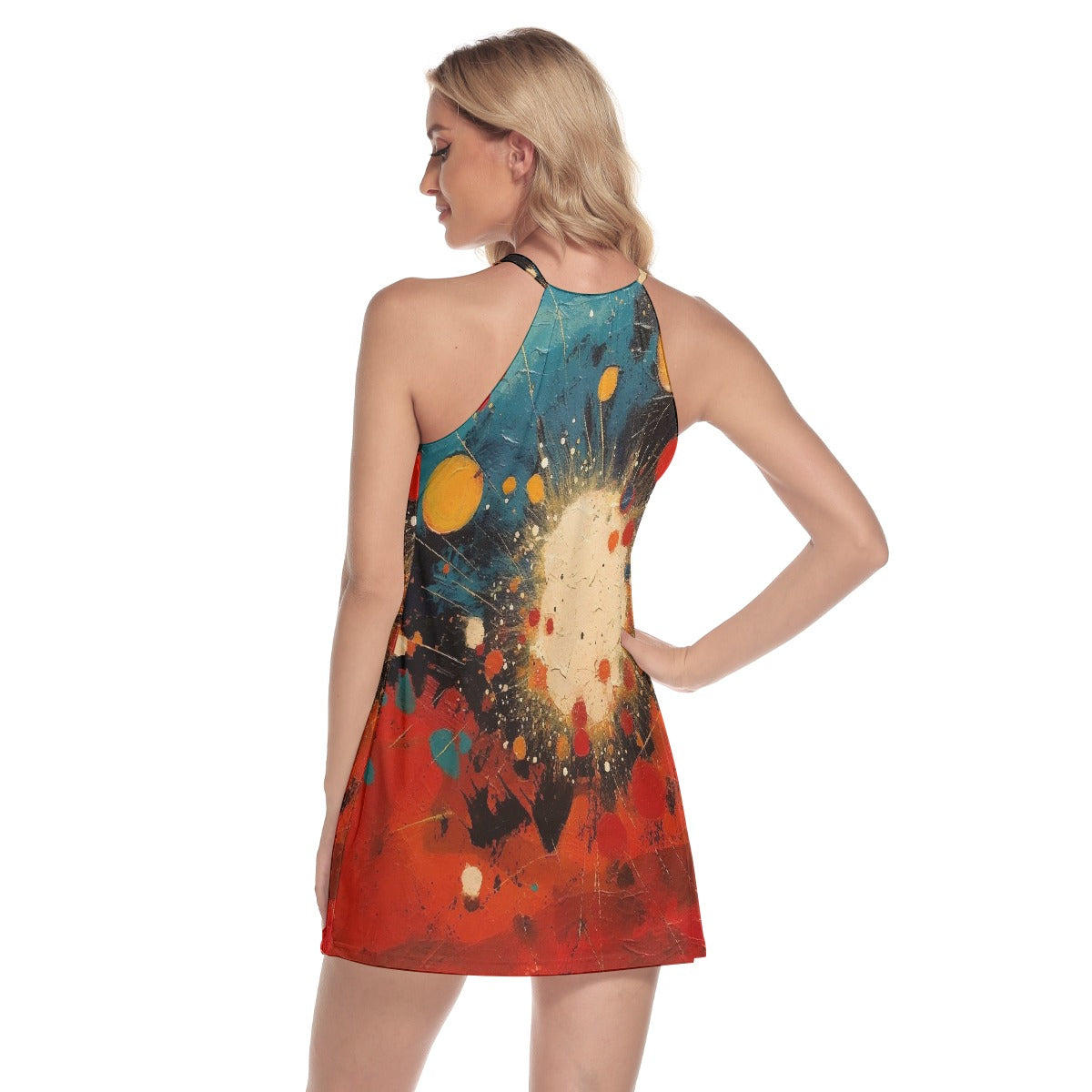 All-Over Print Women's Round Neck Above Knee Dress