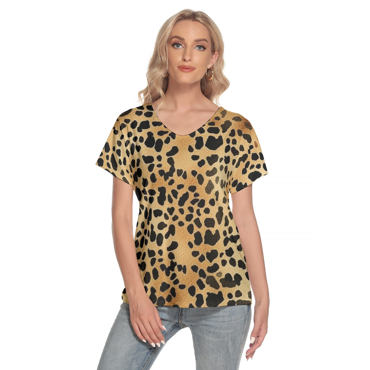 All-Over Print Women's Loose V-neck Short Sleeve T-shirt