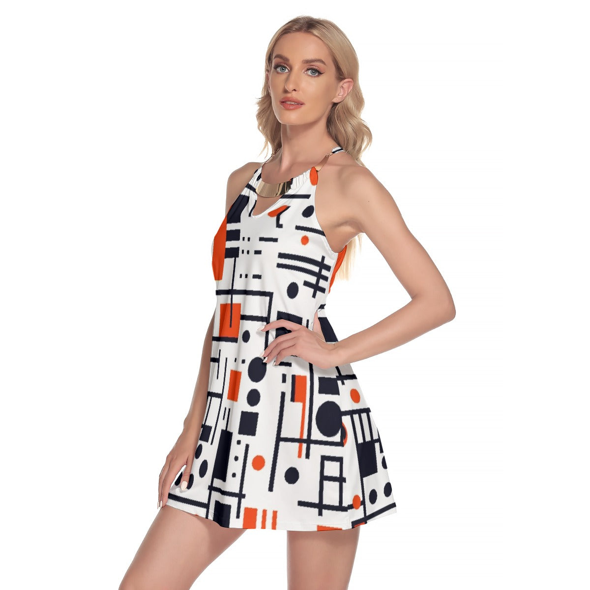 All-Over Print Women's Round Neck Above Knee Dress