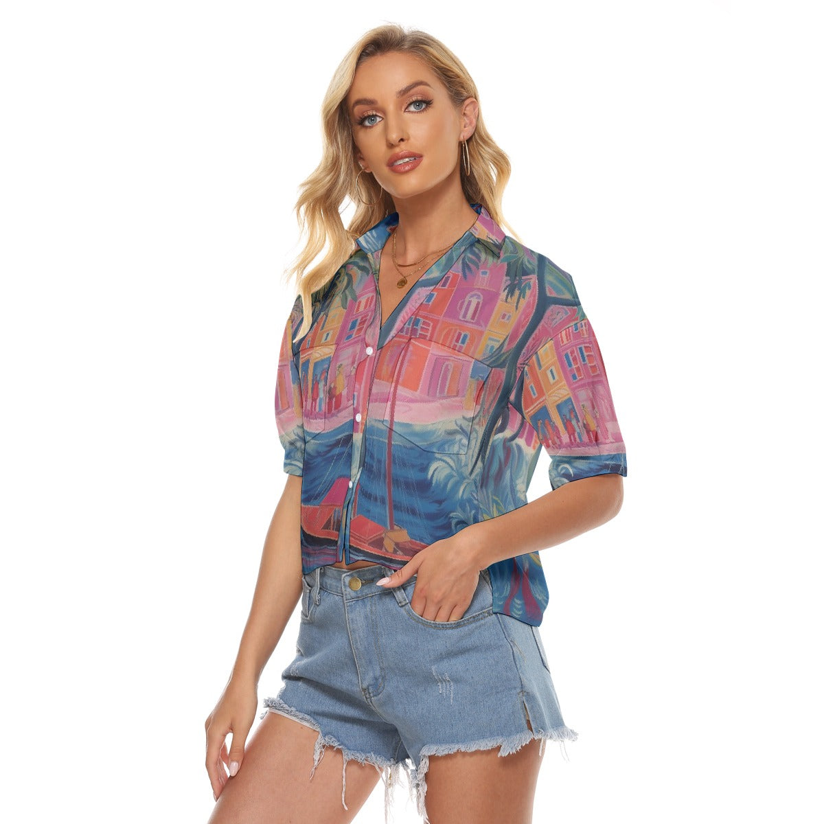 All-Over Print Women's V-neck Shirts