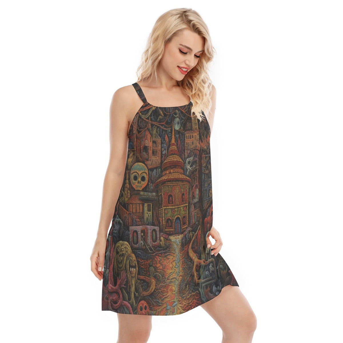 All-Over Print Women's O-neck Cami Dress