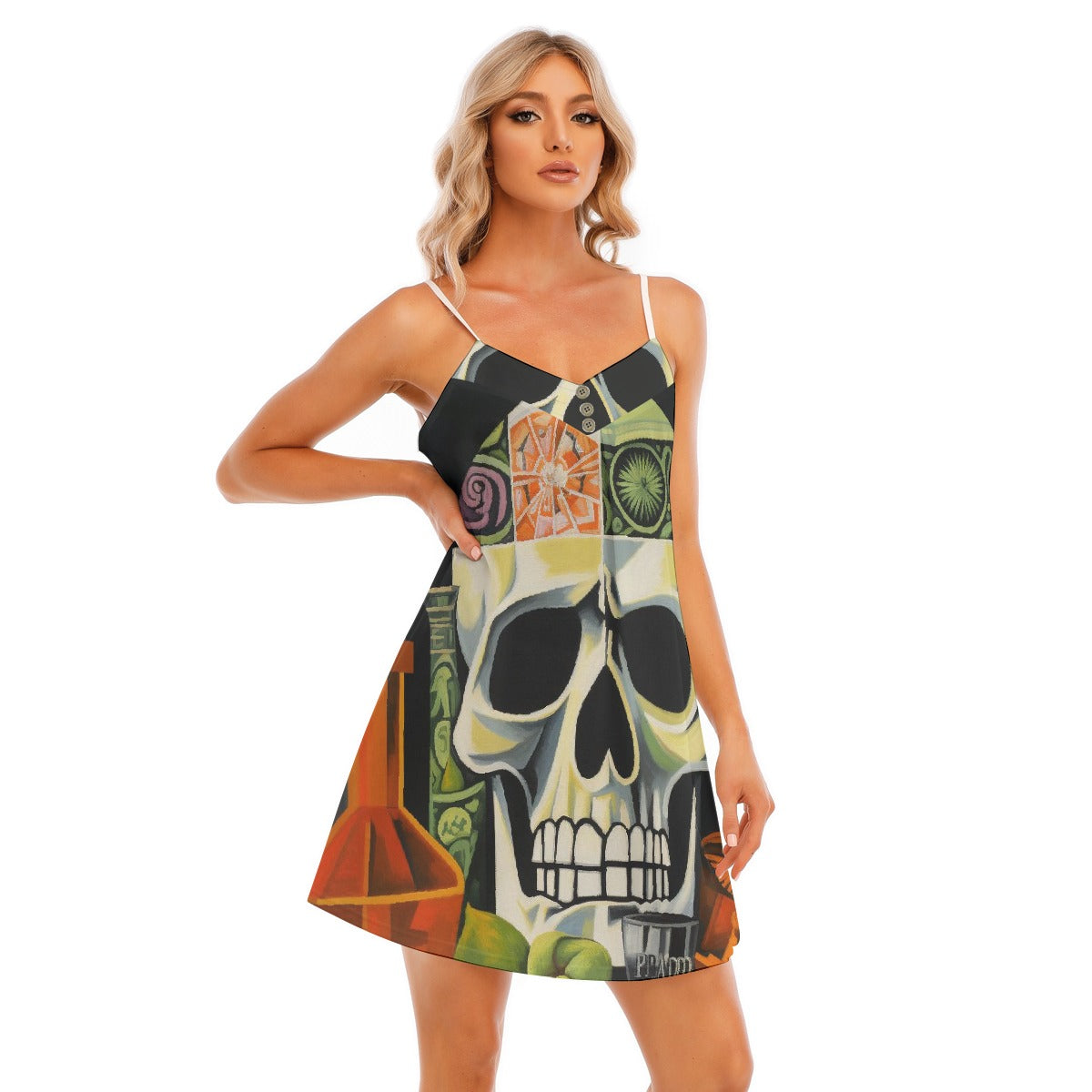 All-Over Print Women's V-neck Cami Dress