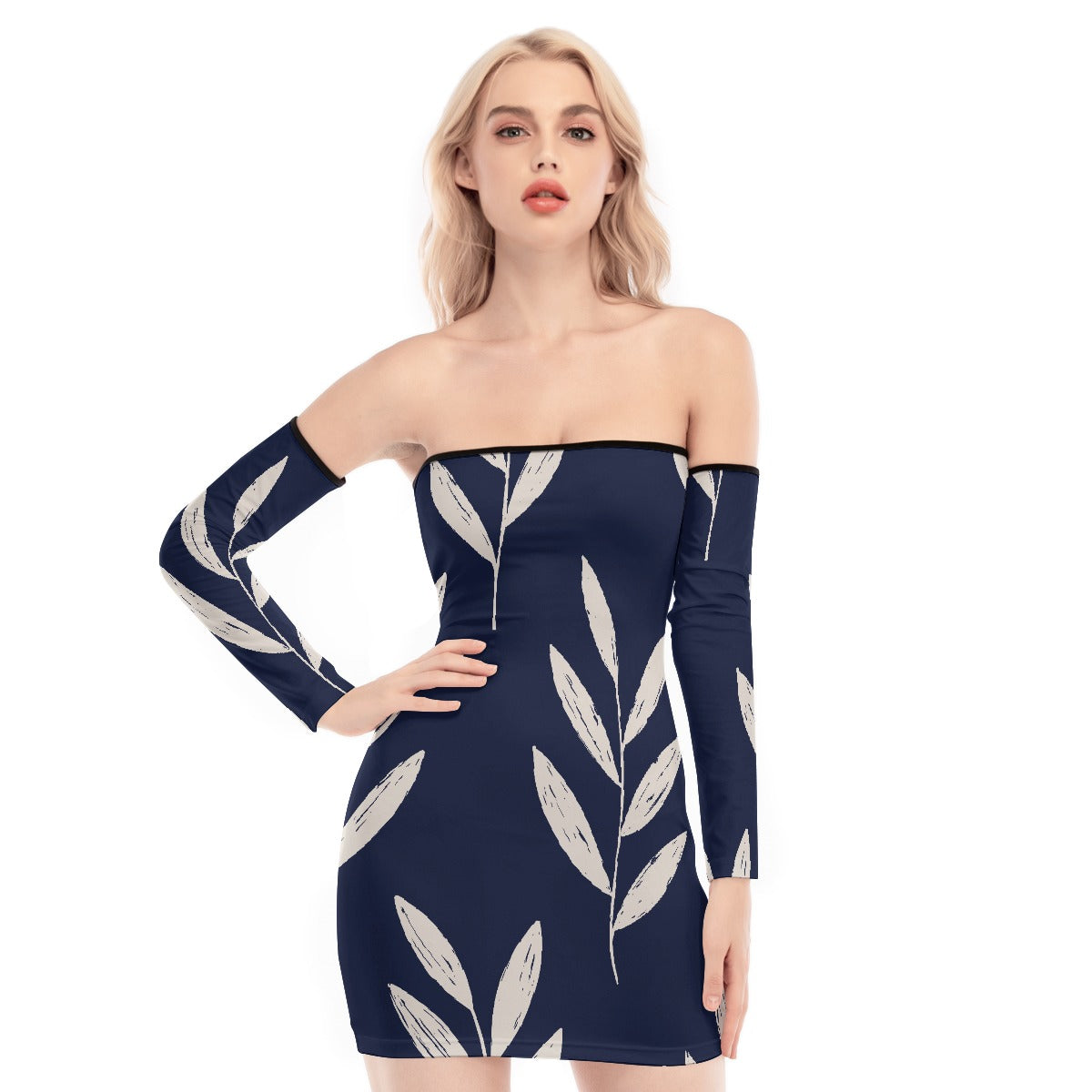 All-Over Print Women's Off-shoulder Back Lace-up Dress