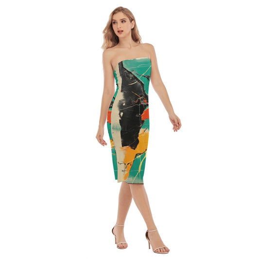 All-Over Print Women's Side Split Tube Top Dress