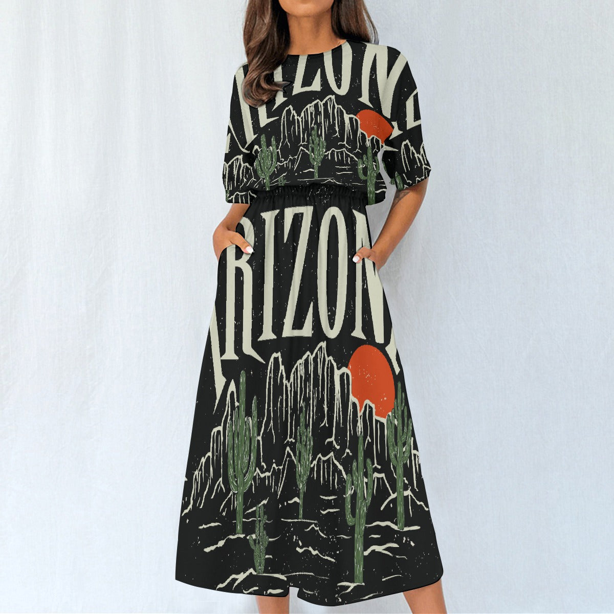 All-Over Print Women's Elastic Waist Dress