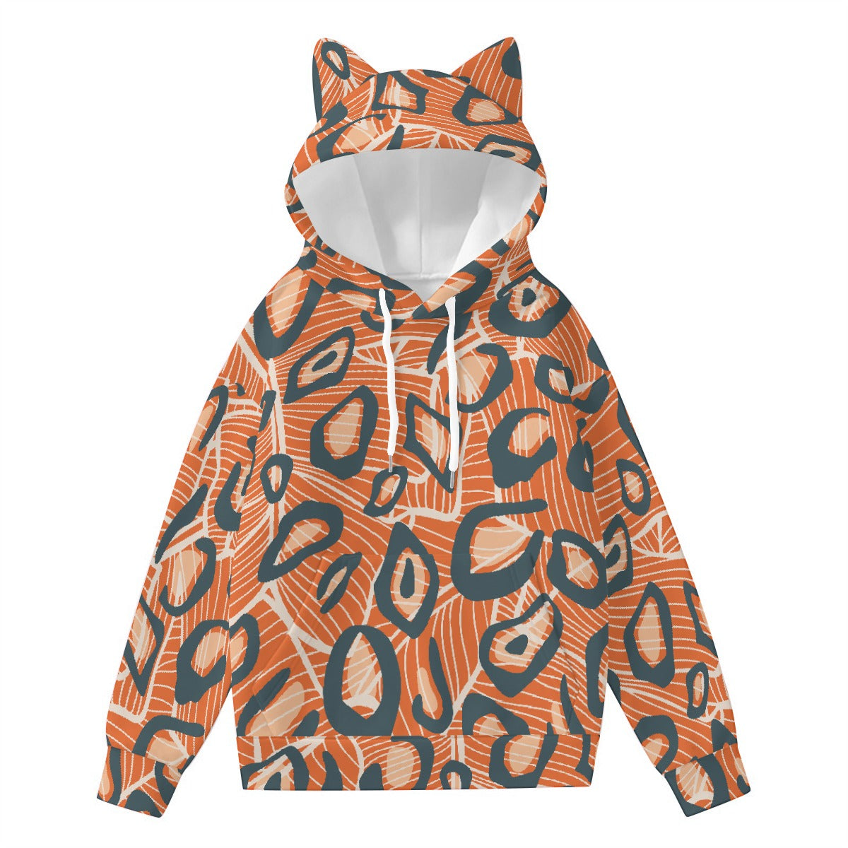 All-Over Print Women’s Hoodie With Decorative Ears