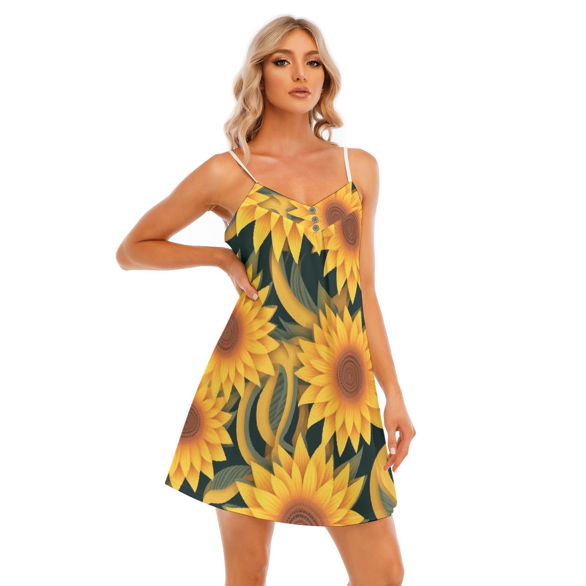 All-Over Print Women's V-neck Cami Dress