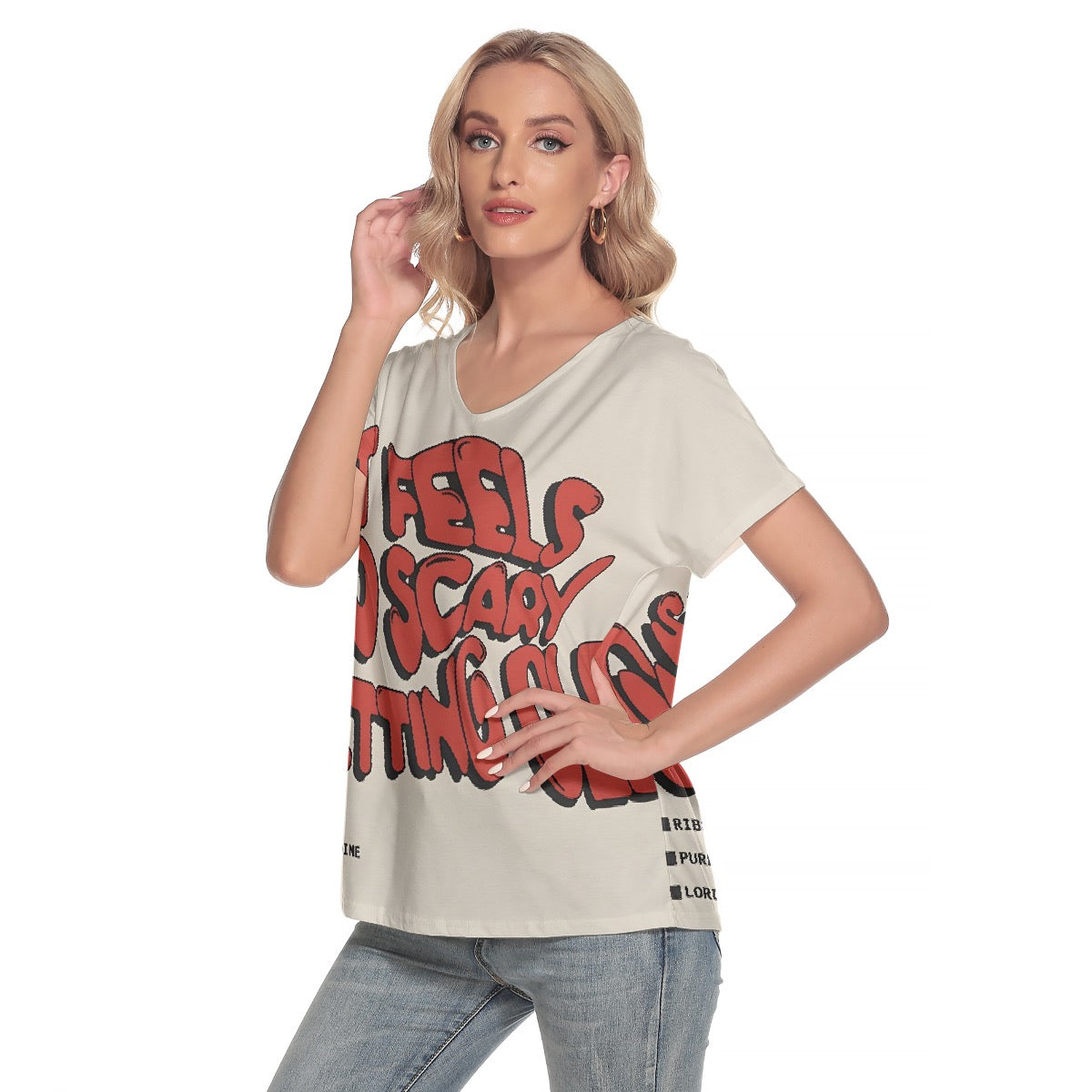 All-Over Print Women's Loose V-neck Short Sleeve T-shirt