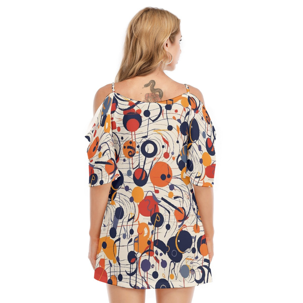 All-Over Print Women's Off-shoulder Cami Dress