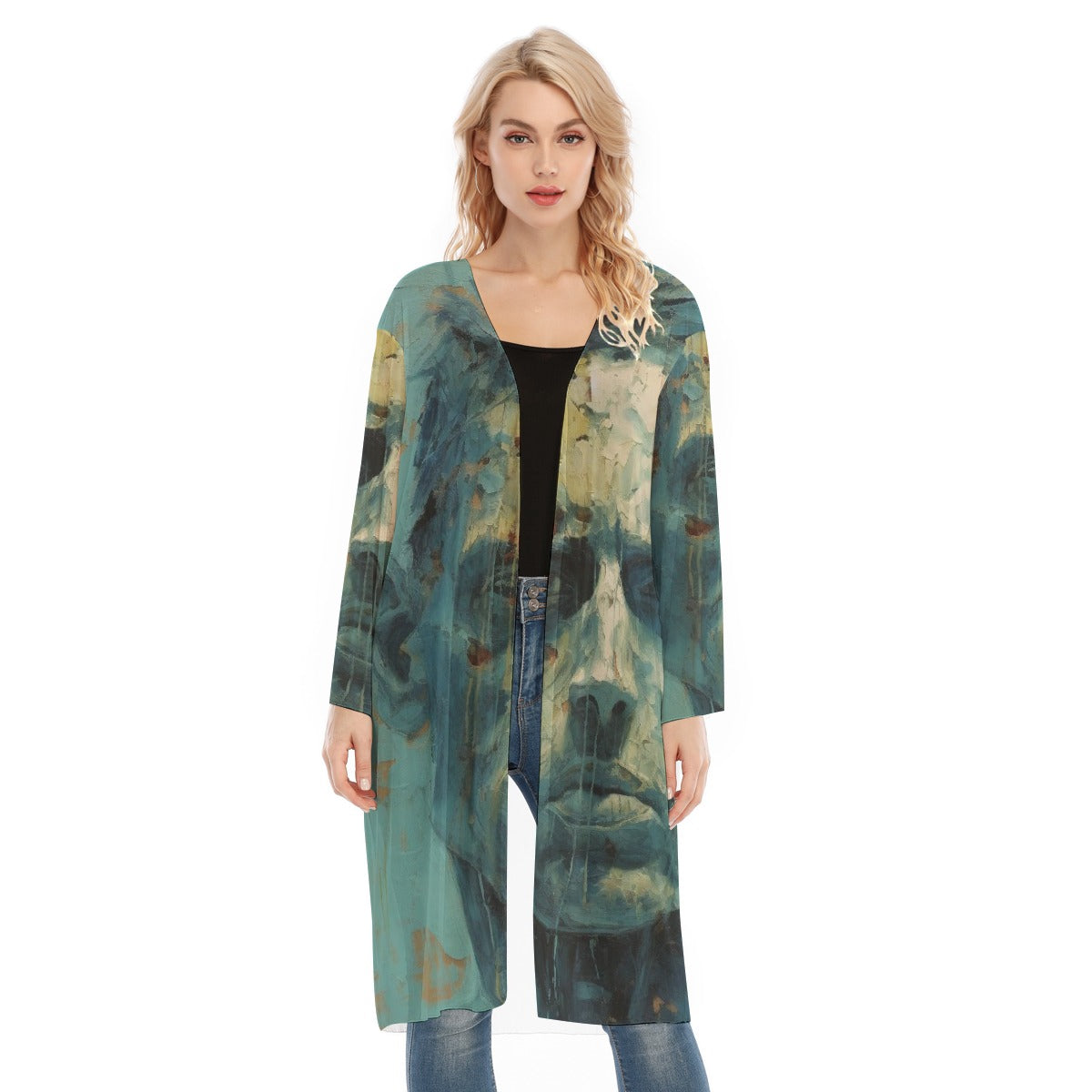 All- Over Print Women's Long Sleeve Mesh Cardigan