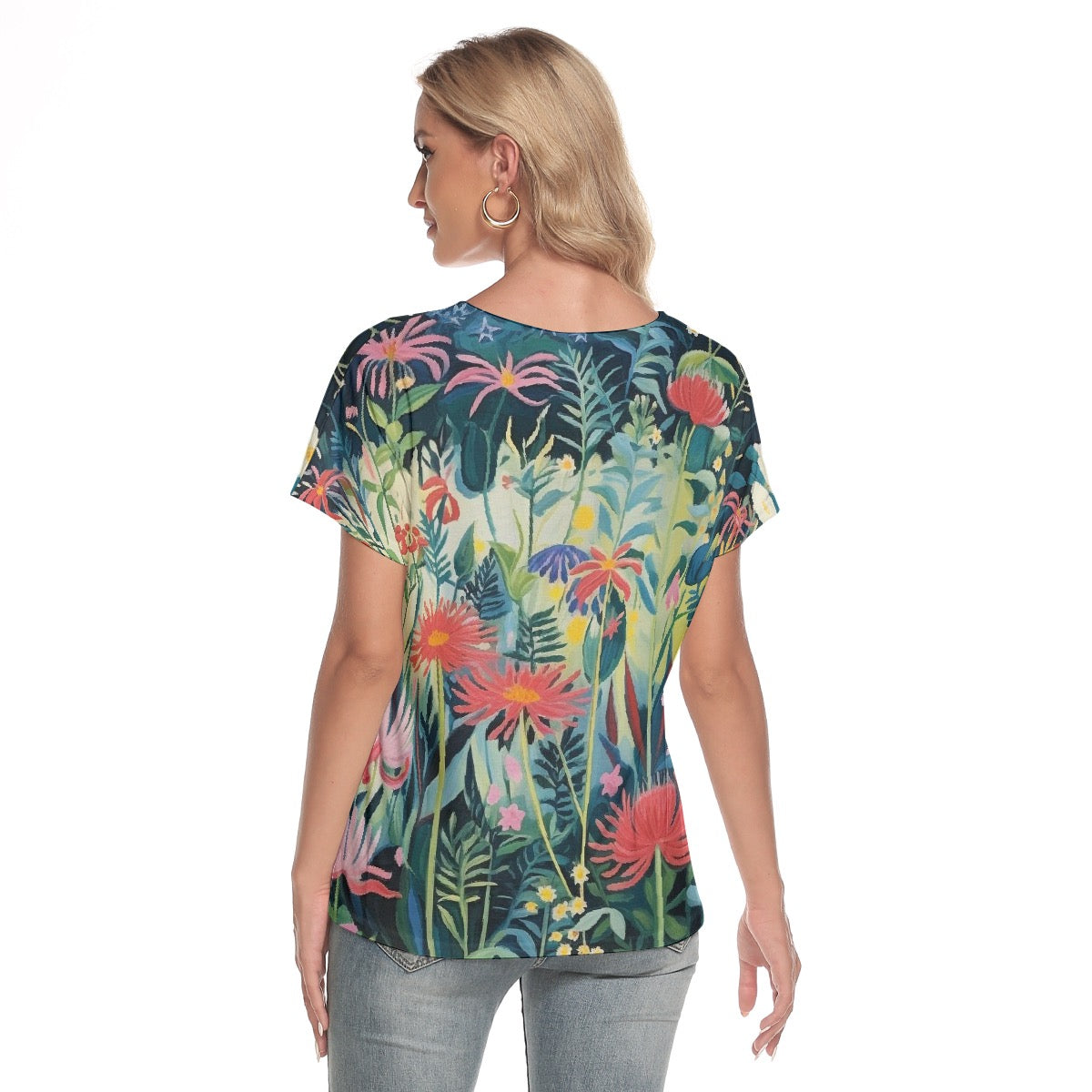 All-Over Print Women's Loose V-neck Short Sleeve T-shirt