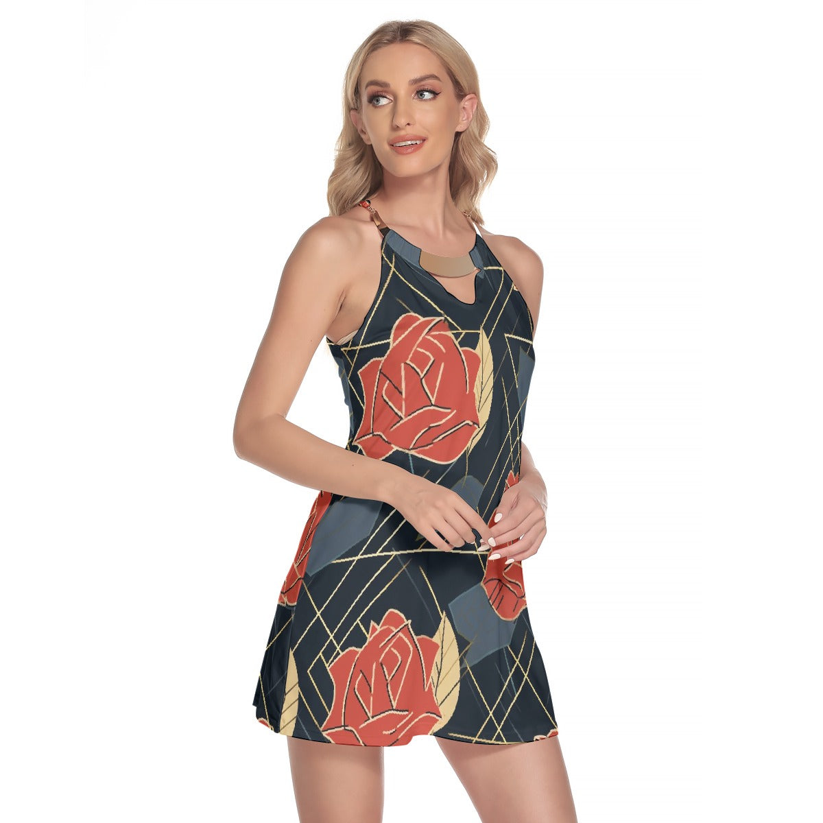 All-Over Print Women's Round Neck Above Knee Dress