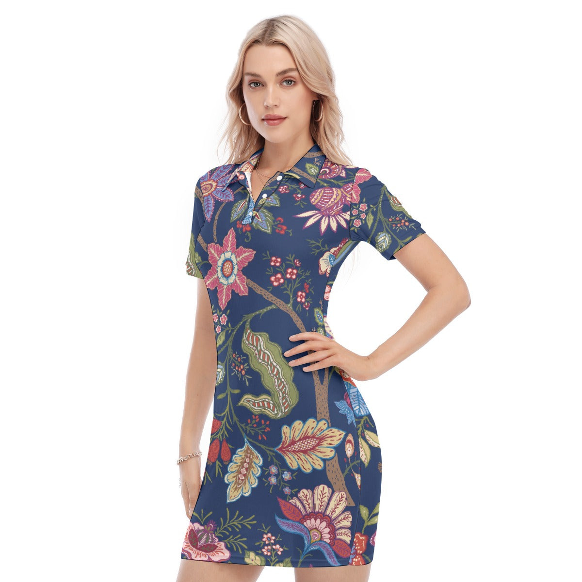 All-Over Print Women's Polo Collar Dress