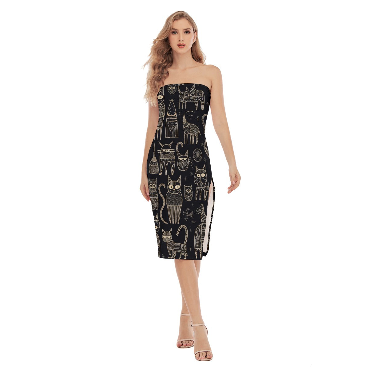 All-Over Print Women's Side Split Tube Top Dress