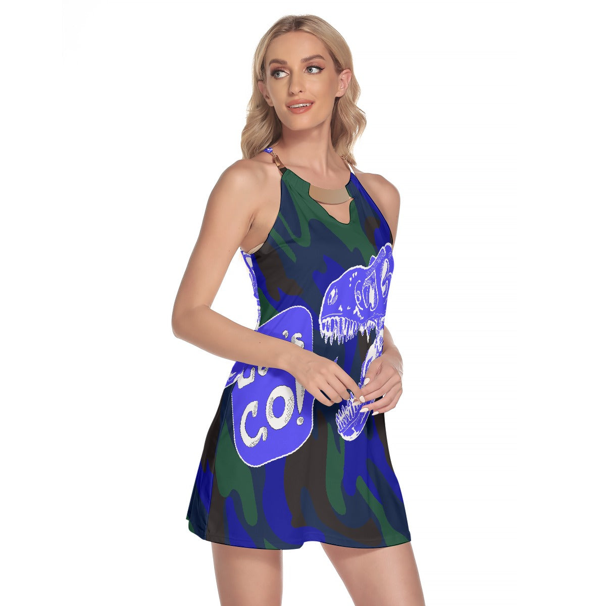 All-Over Print Women's Round Neck Above Knee Dress