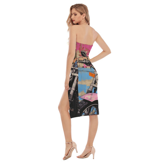 All-Over Print Women's Side Split Tube Top Dress