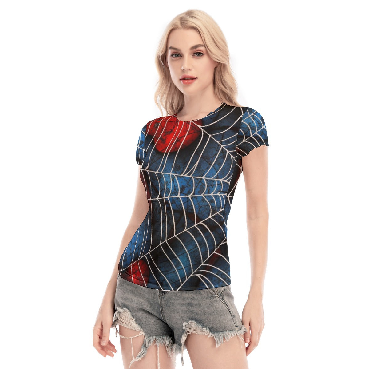 All-Over Print Women's Short Sleeve Mesh Blouse