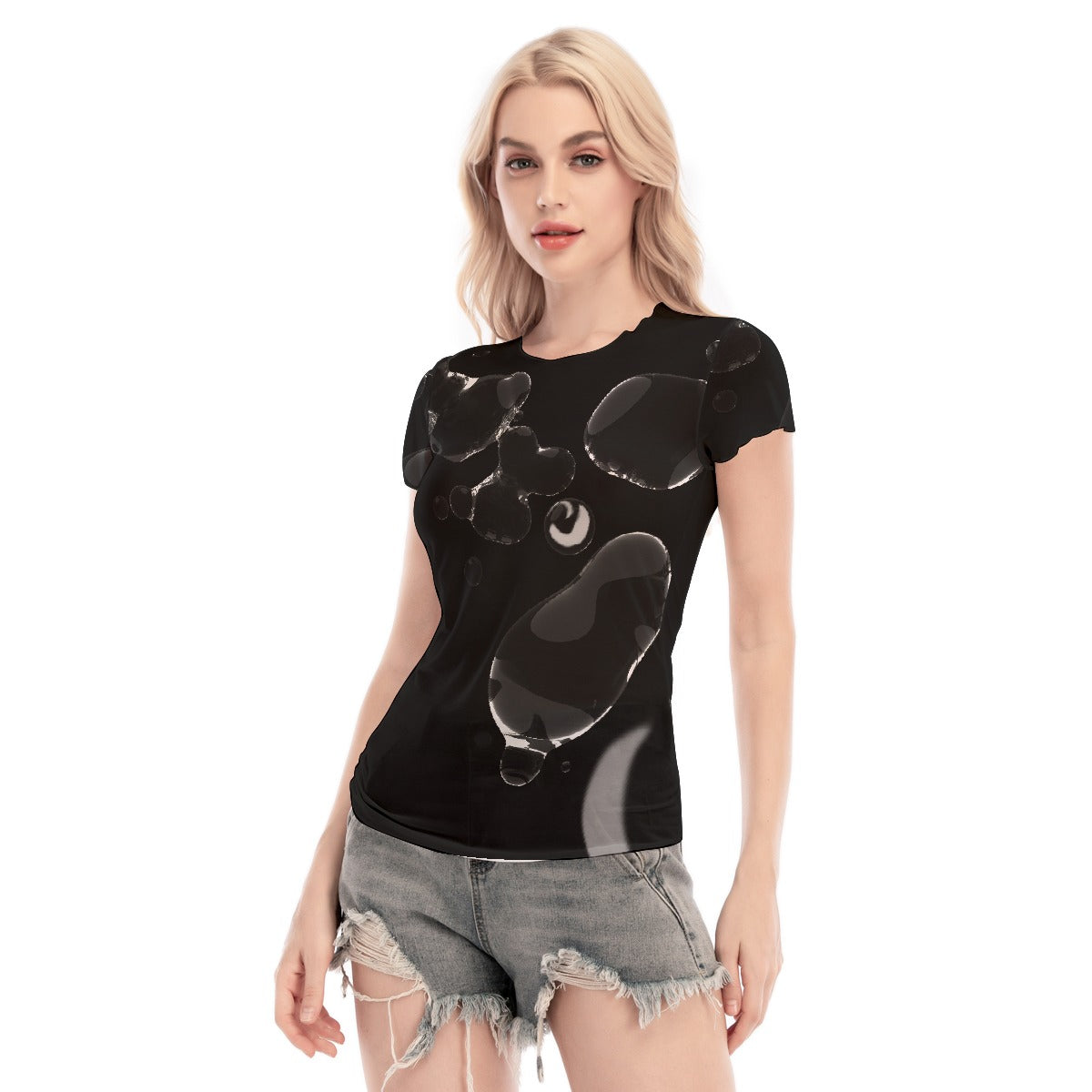 All-Over Print Women's Short Sleeve Mesh Blouse