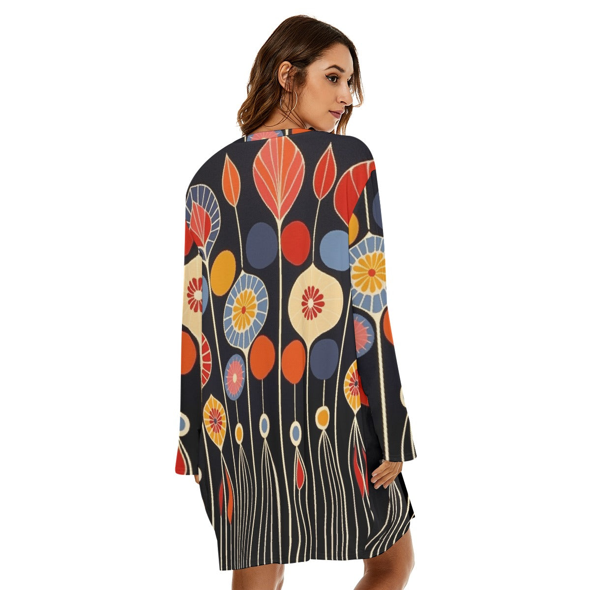 All-Over Print  Women's Loose Crew Neck Dress