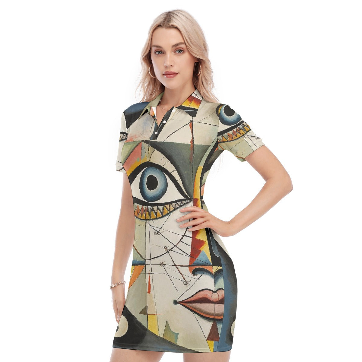 All-Over Print Women's Polo Collar Dress