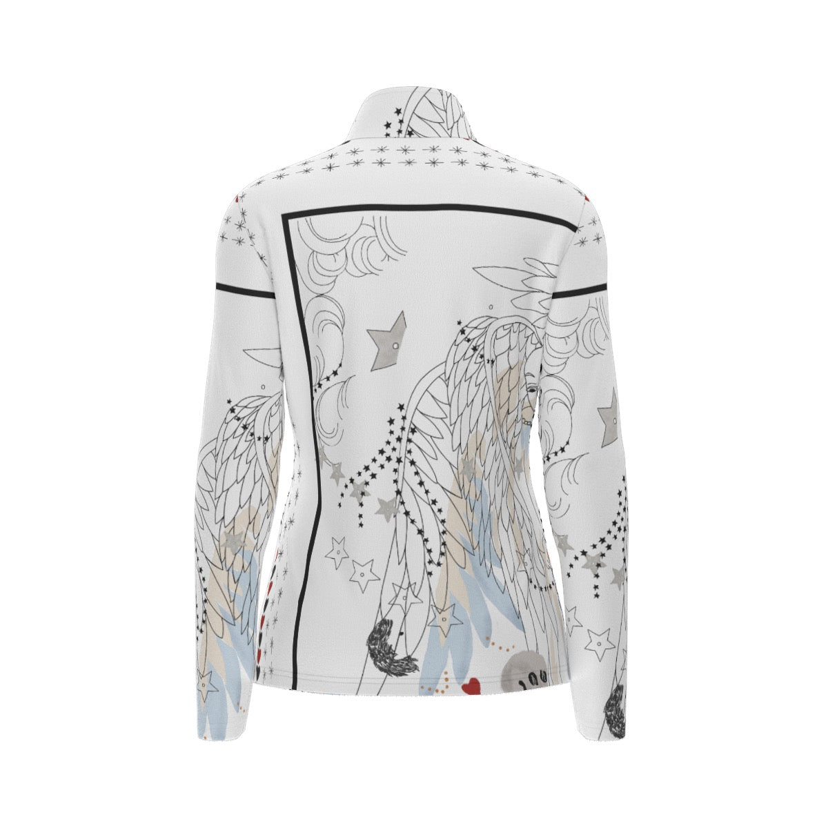 All-Over Print Women's Sports Collar Jersey With Long Sleeve