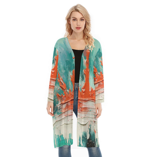 All- Over Print Women's Long Sleeve Mesh Cardigan