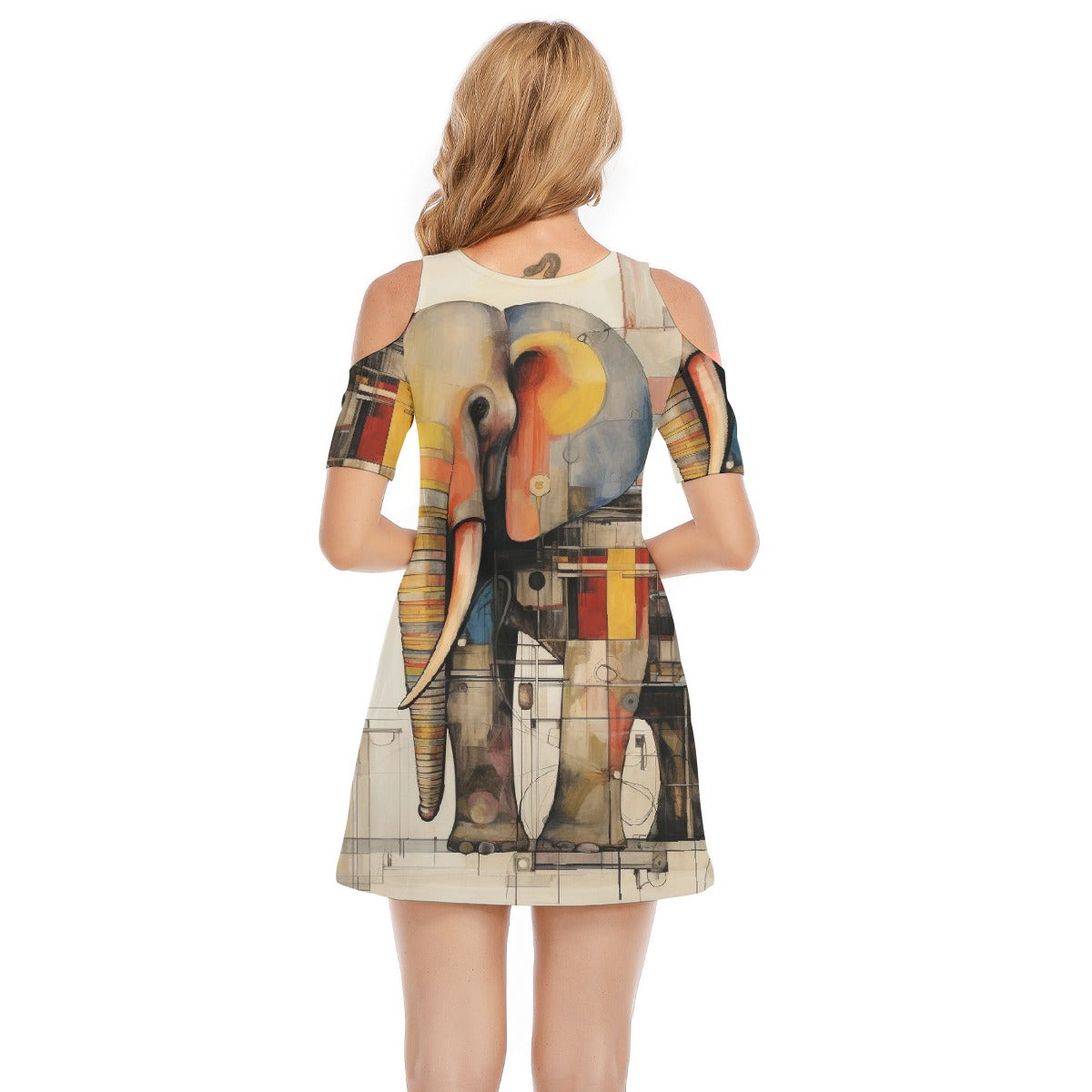 All-Over Print Women's Cold Shoulder Dress | 190GSM Cotton