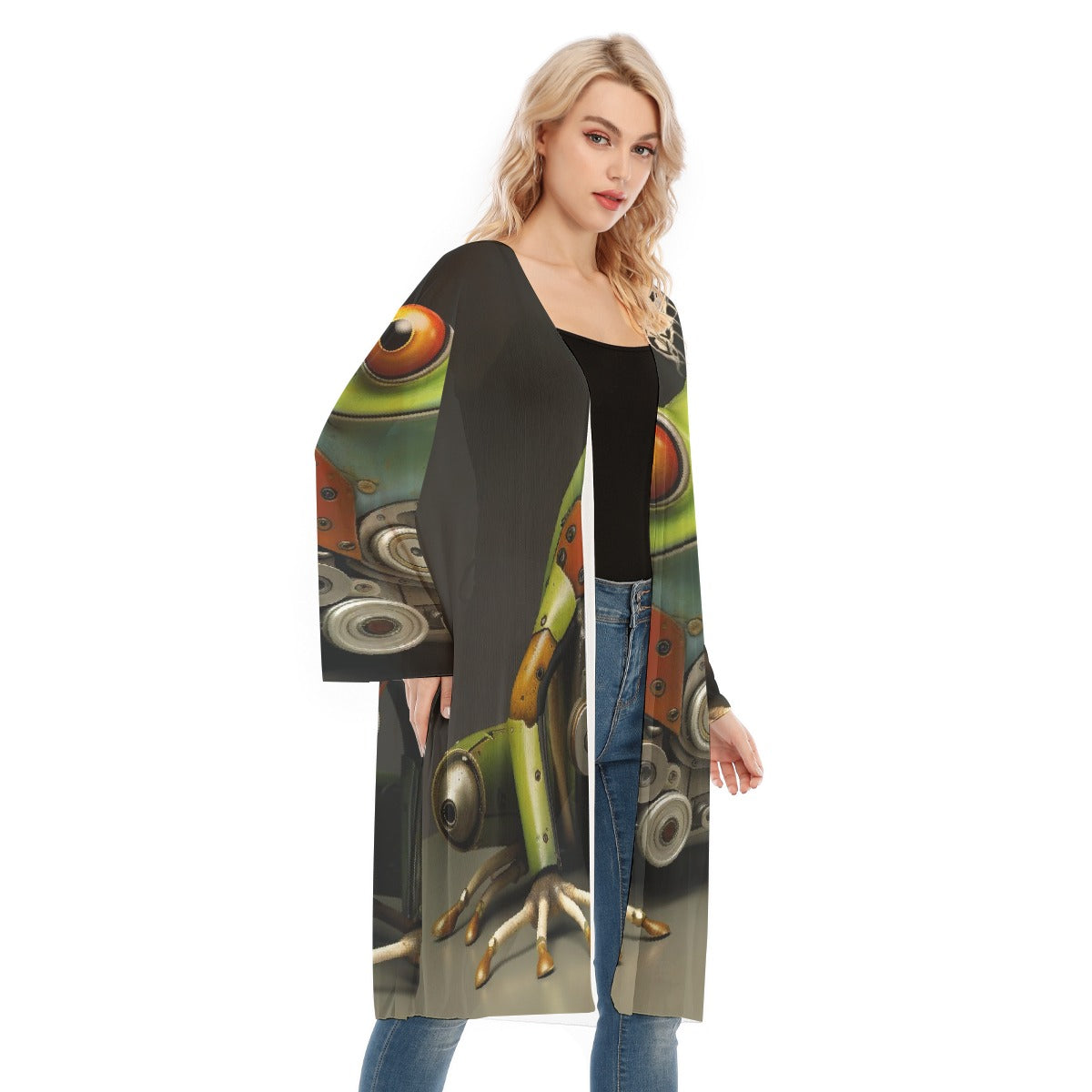 All- Over Print Women's Long Sleeve Mesh Cardigan