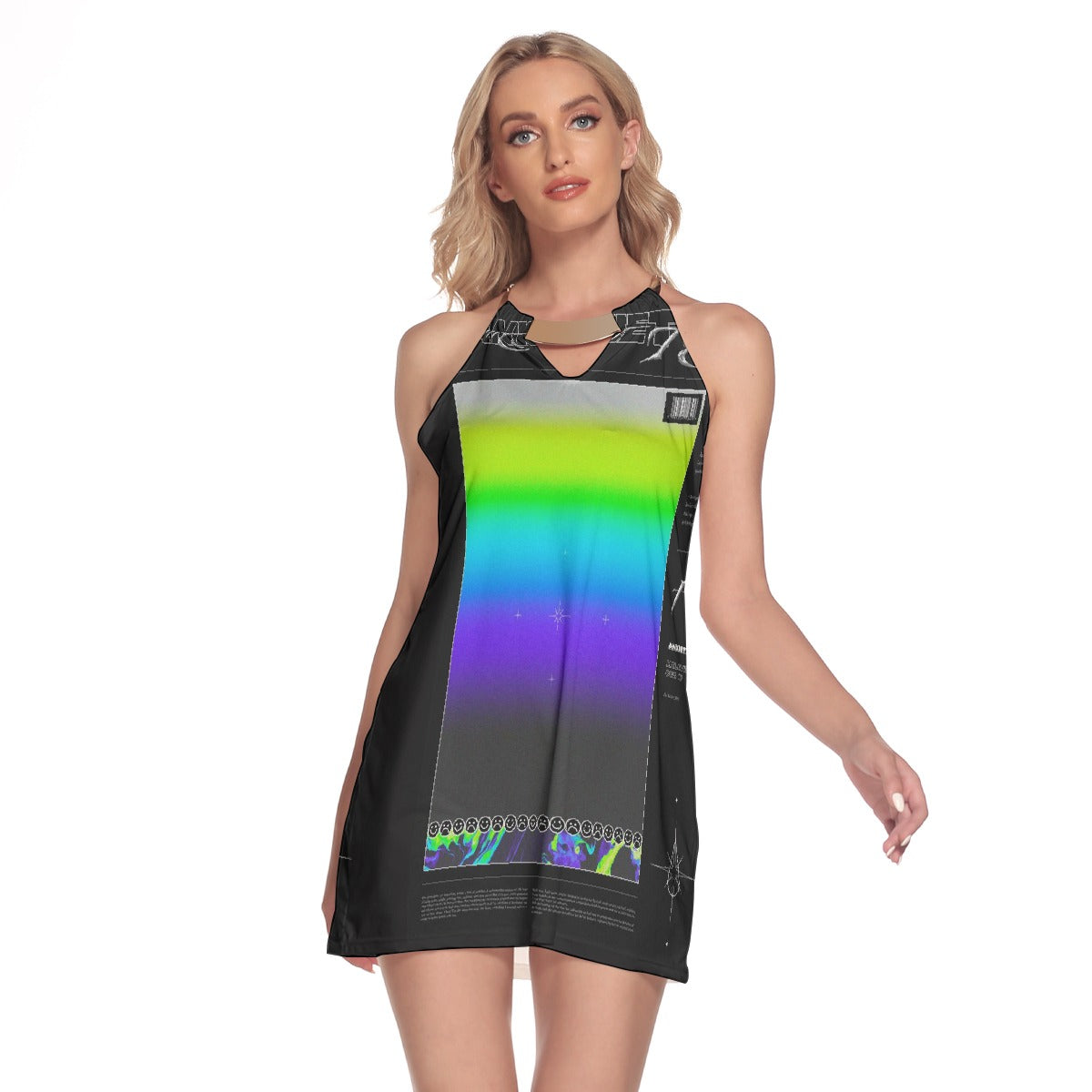 All-Over Print Women's Round Neck Above Knee Dress