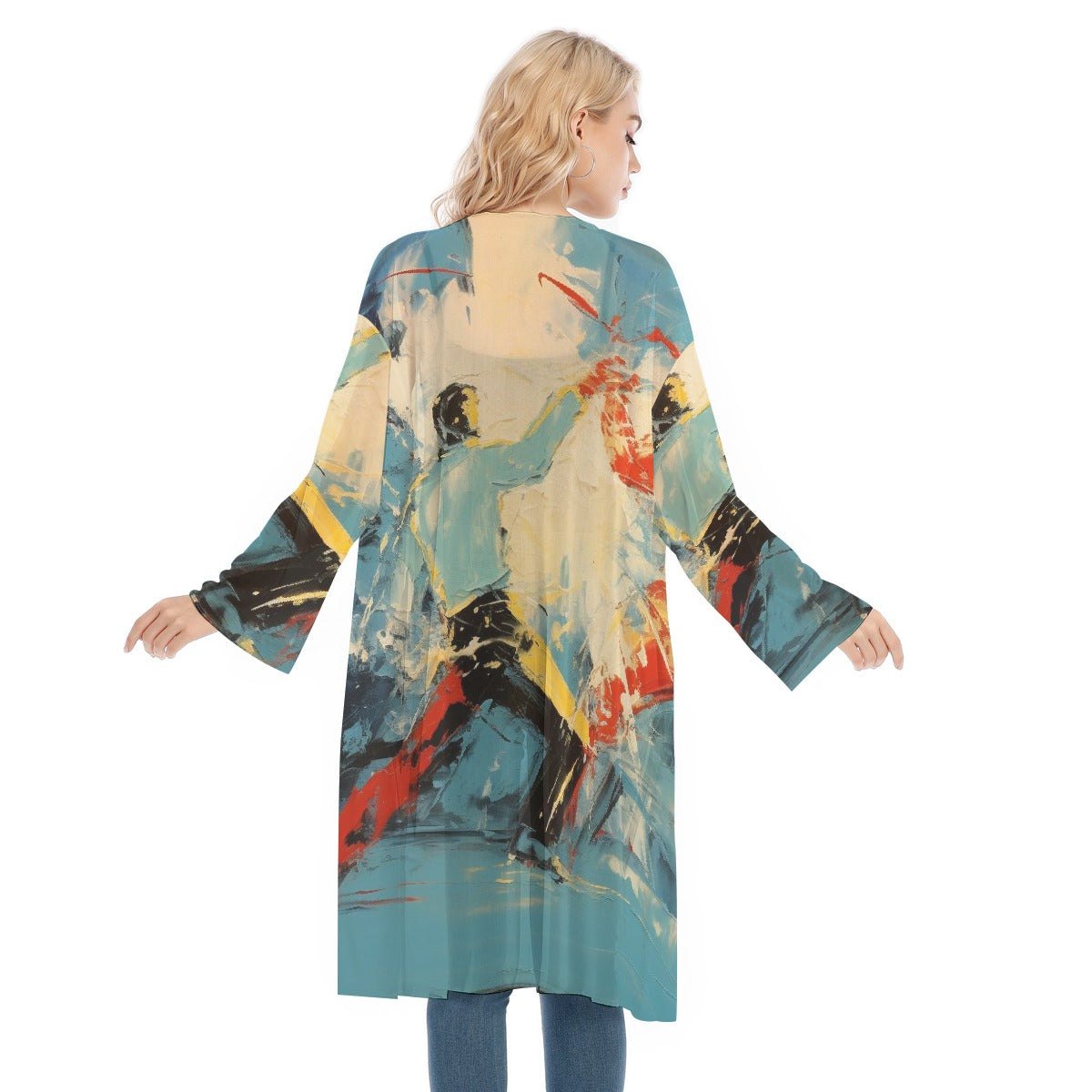 All- Over Print Women's Long Sleeve Mesh Cardigan