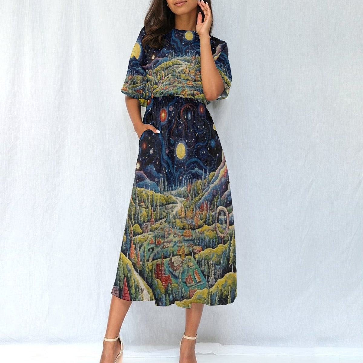 All-Over Print Women's Elastic Waist Dress