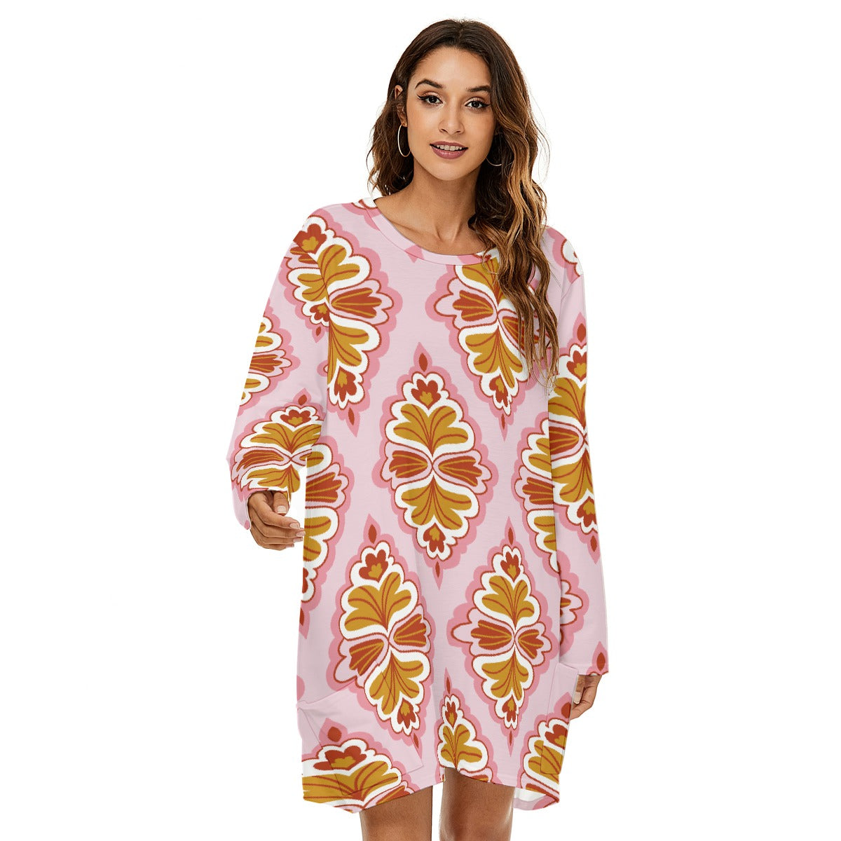 All-Over Print  Women's Loose Crew Neck Dress