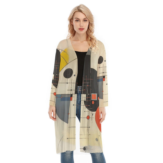 All- Over Print Women's Long Sleeve Mesh Cardigan