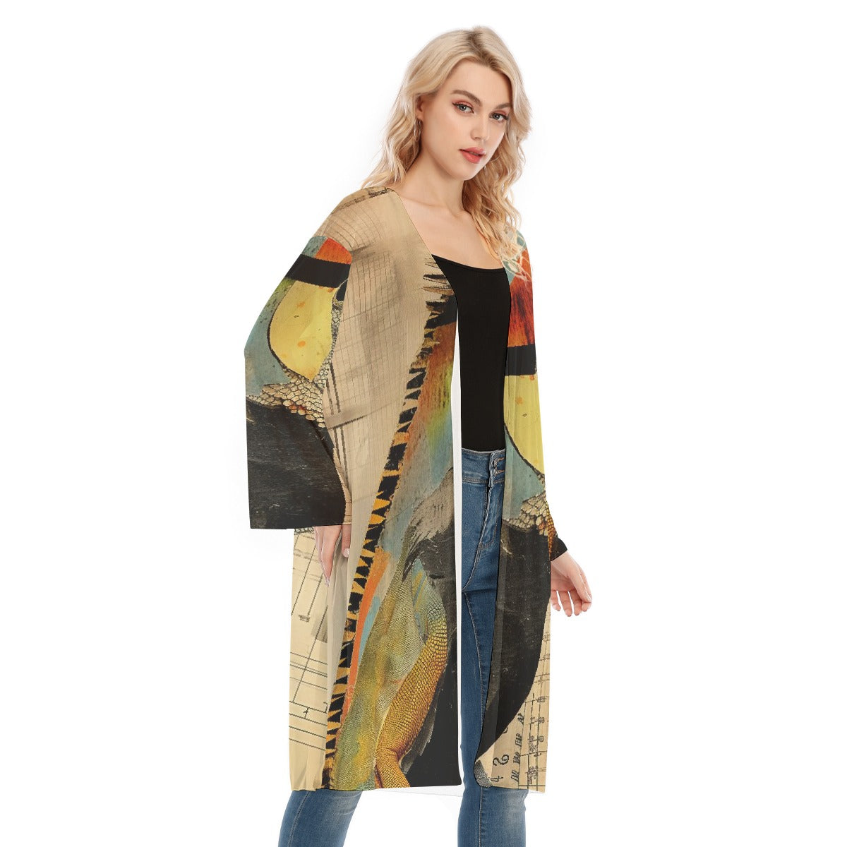 All- Over Print Women's Long Sleeve Mesh Cardigan