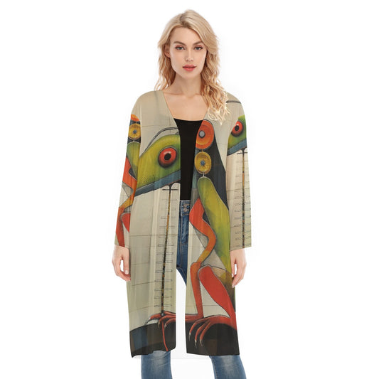 All- Over Print Women's Long Sleeve Mesh Cardigan