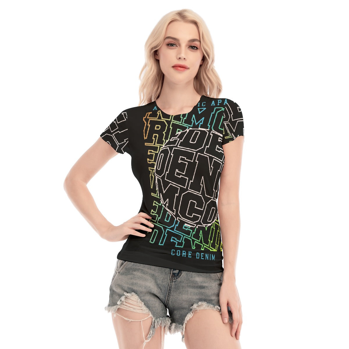 All-Over Print Women's Short Sleeve Mesh Blouse