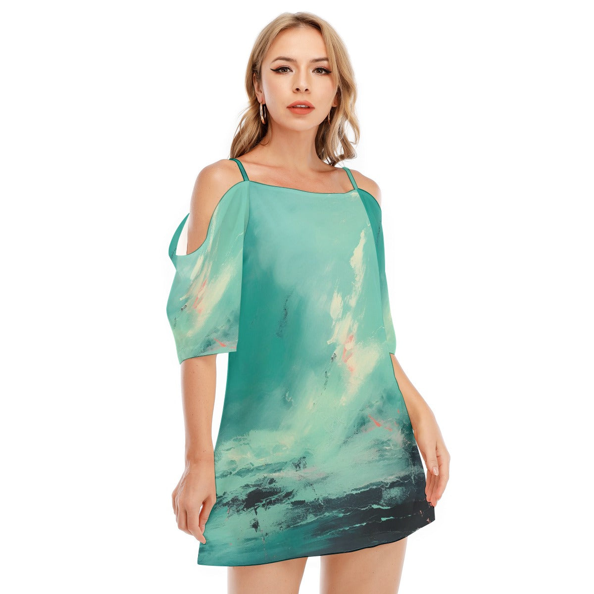 All-Over Print Women's Off-shoulder Cami Dress