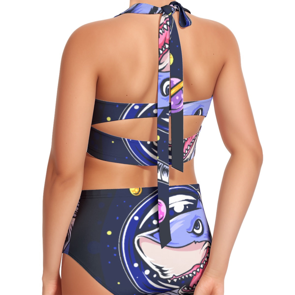 All-Over Print Women's Swimsuit Set With Halter