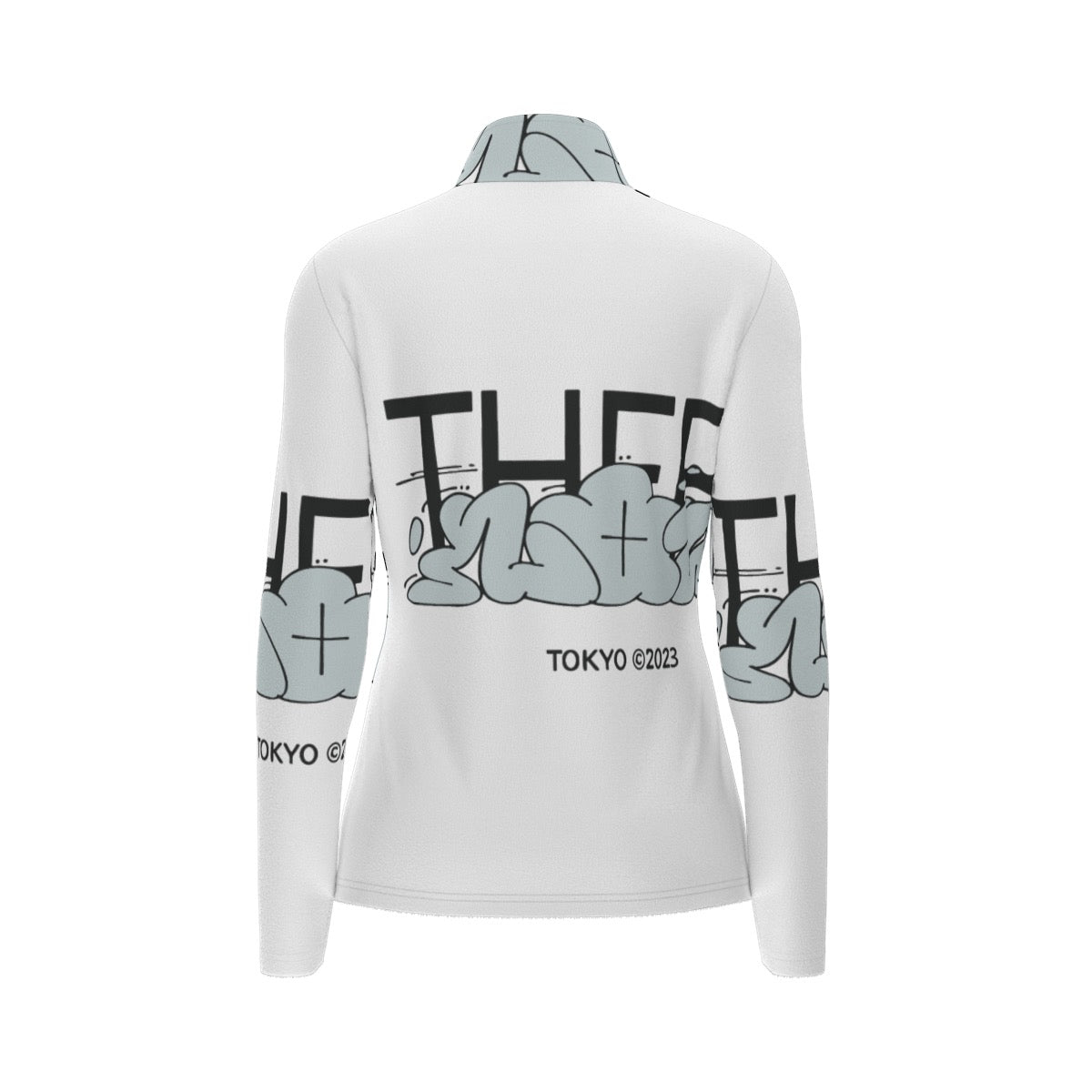 All-Over Print Women's Sports Collar Jersey With Long Sleeve