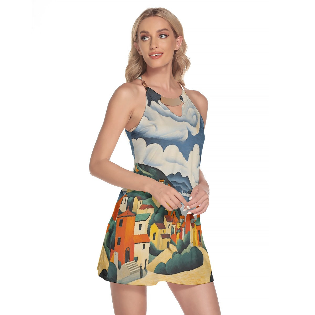 All-Over Print Women's Round Neck Above Knee Dress