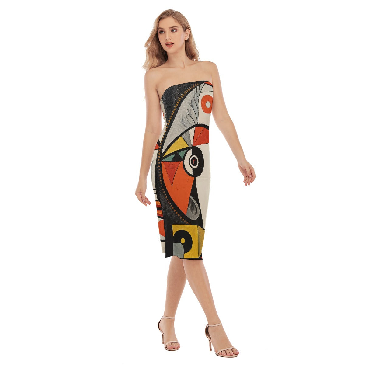 All-Over Print Women's Side Split Tube Top Dress