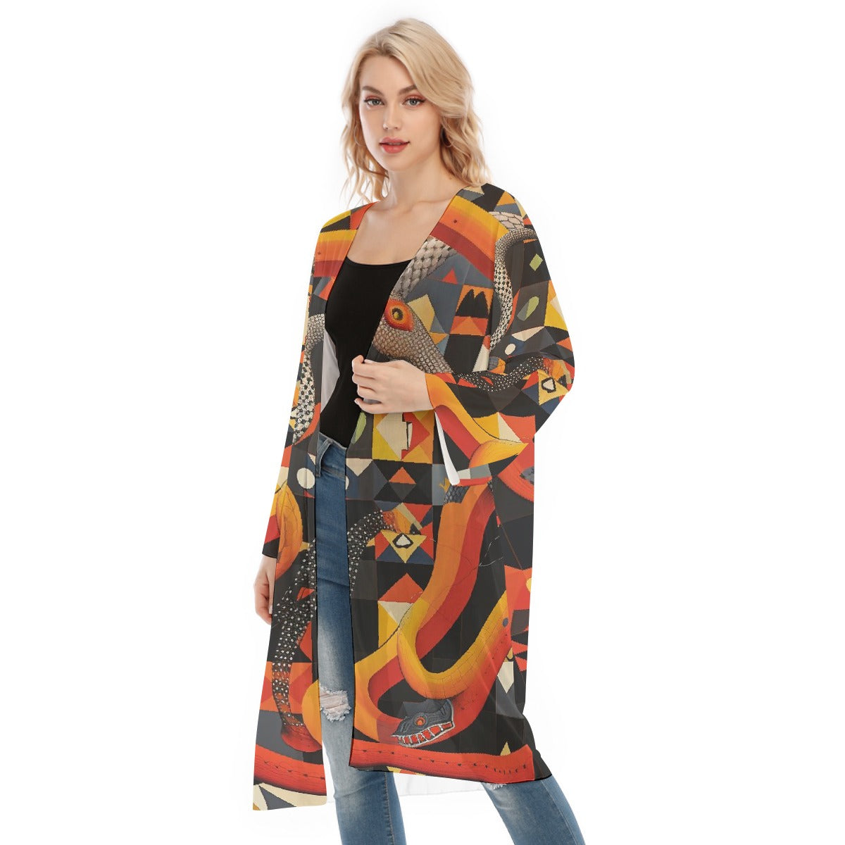 All- Over Print Women's Long Sleeve Mesh Cardigan