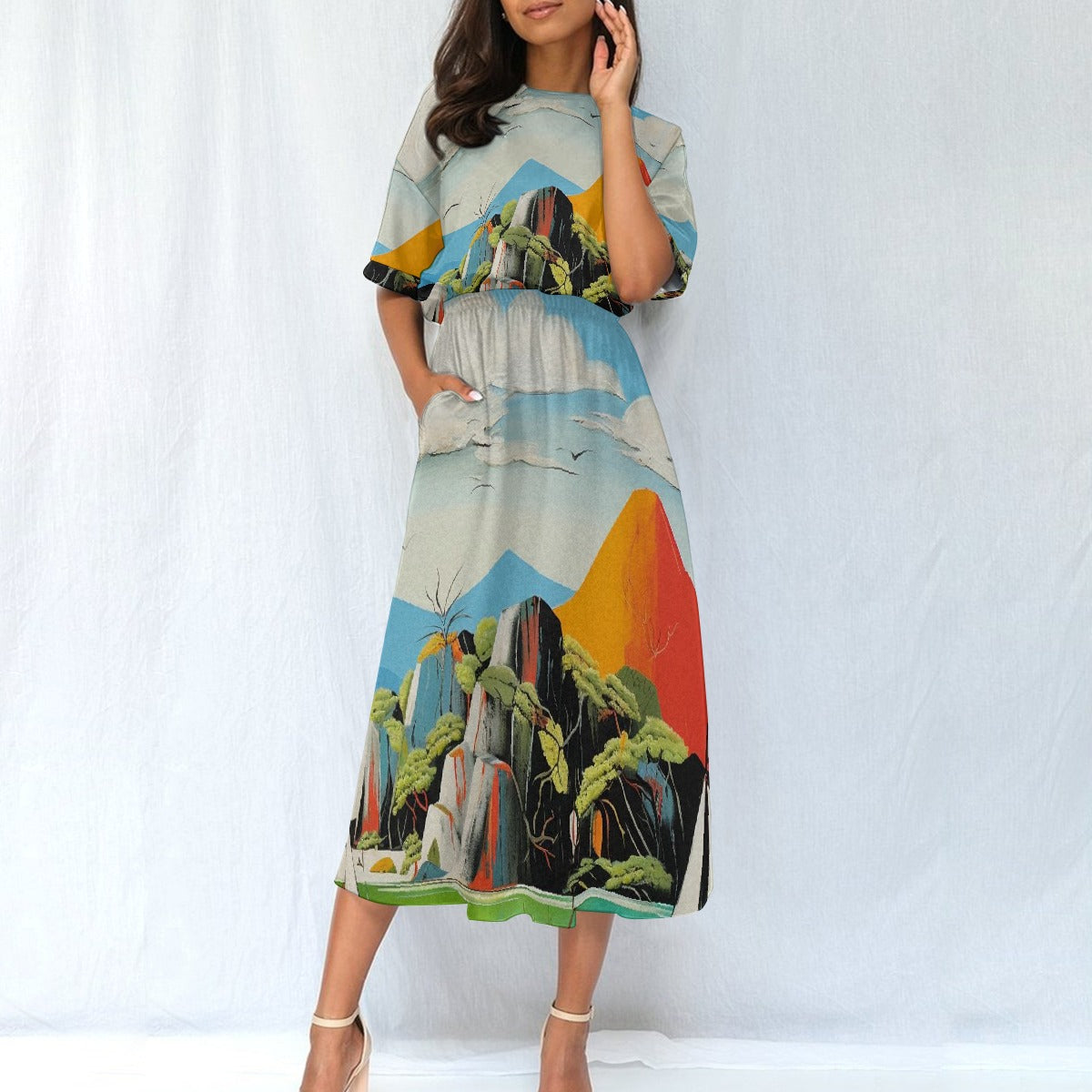 All-Over Print Women's Elastic Waist Dress